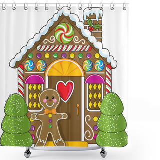 Personality  Gingerbread House And Man Shower Curtains