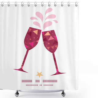 Personality  Vector Christmas Decorations Flags Toasting Wine Glasses Silhouettes Pattern Frame Shower Curtains