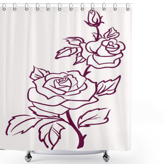 Personality  Three Stylized Pale Roses Isolated On Light Background, Vector Shower Curtains