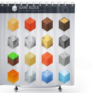 Personality  Isometric Material Cubes Shower Curtains