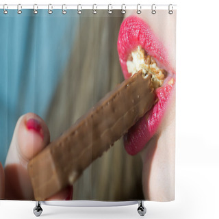 Personality  Woman Biting Waffle Shower Curtains
