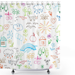 Personality  Children Drawing Vector Shower Curtains