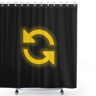 Personality  Arrows Couple Counterclockwise Rotating Symbol Yellow Glowing Neon Icon Shower Curtains