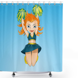 Personality  Heerleader Girl Jumping. Vector Design Shower Curtains