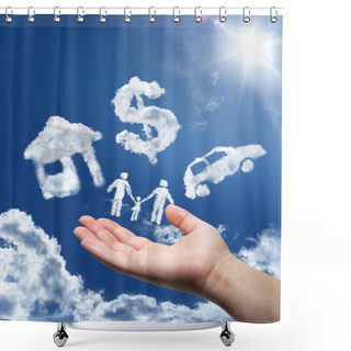 Personality  Dreams In The Sky: Car,home,money And Family Shower Curtains