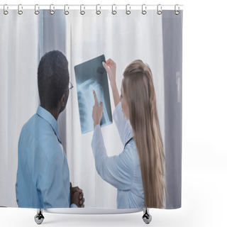 Personality  Doctor Showing X-ray To Patient  Shower Curtains