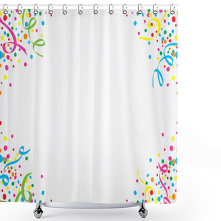 Personality  White Background Of Colorful Confetti And Streamers Shower Curtains