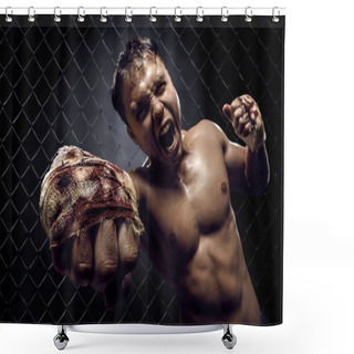 Personality  Muscular Guy Street-fighter Shower Curtains
