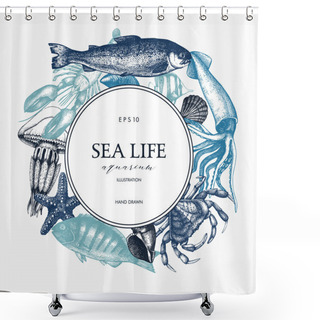 Personality  Card Design With Sea Life Shower Curtains