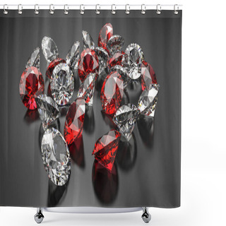 Personality  Diamonds And Rubies  On A Black Background.. 3d Illustration. Shower Curtains