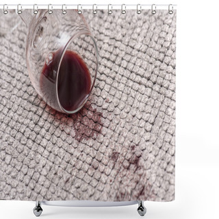 Personality  Glass With Red Wine On The Floor, Red Wine Spilled On A Carpet, Stains And Spots By Beverage, Close-up Shower Curtains