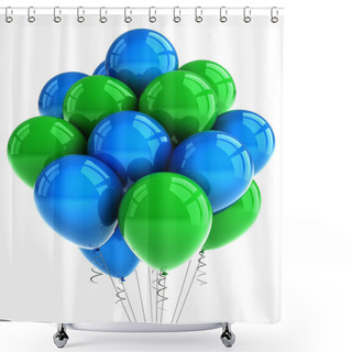 Personality  Green And Blue Party Balloons Shower Curtains