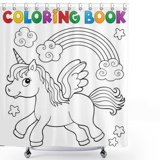 Personality  Coloring Book Stylized Unicorn Theme 2 Shower Curtains