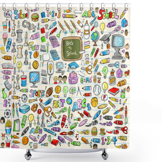 Personality  Learning Back To School Set Vector Illustration Shower Curtains