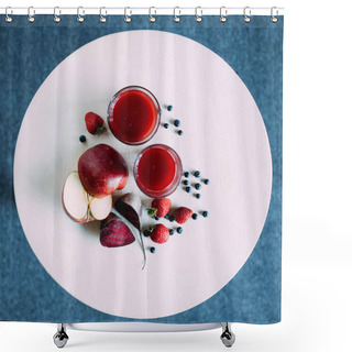 Personality  Red Smoothie In Glasses Shower Curtains