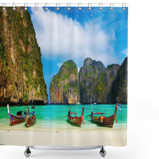 Personality  Tropical Beach, Maya Bay, Thailand Shower Curtains