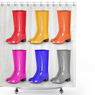 Personality  Colored Rubber Boots Vector Set Shower Curtains