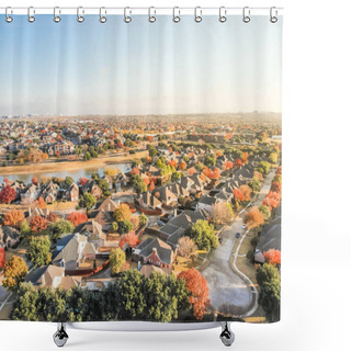 Personality  Top View Sprawl Subdivision With Cul-de-sac Street And Colorful  Shower Curtains