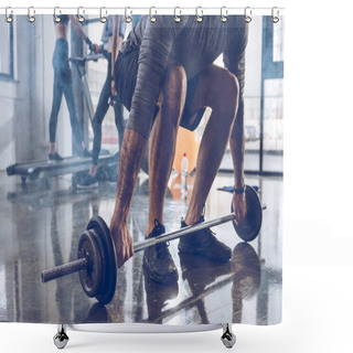 Personality  Sportsman Lifting Barbell  Shower Curtains