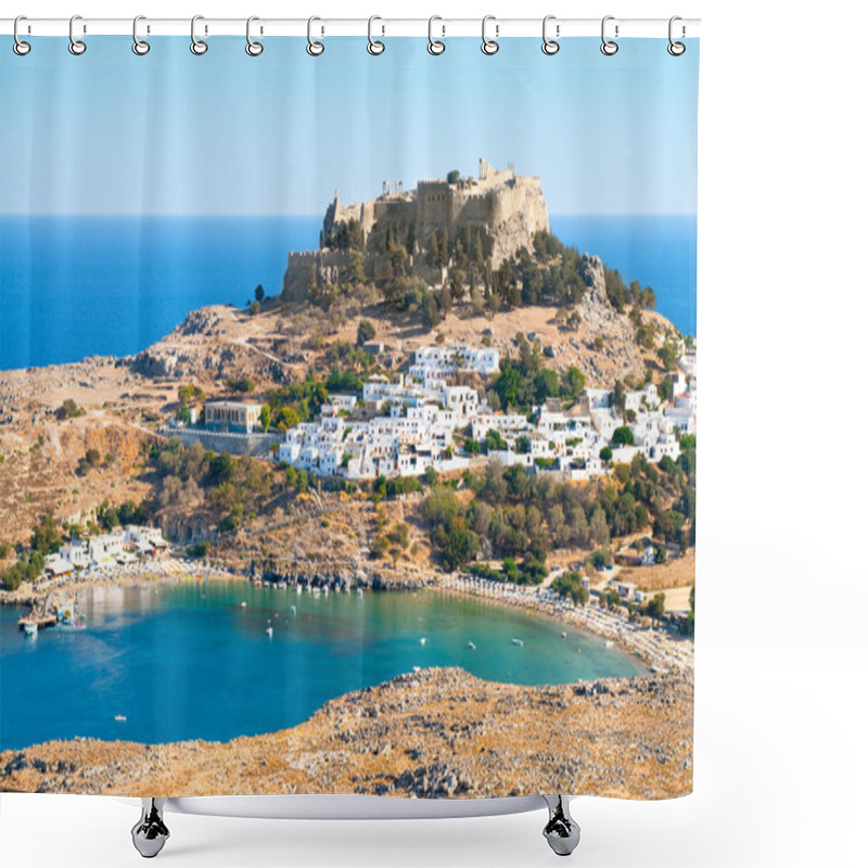Personality  Acropolis In The Ancient Greek Town Lindos Shower Curtains
