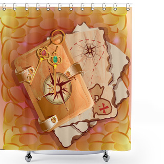 Personality  Treasure Map With Keys. Vector Illustration. Shower Curtains