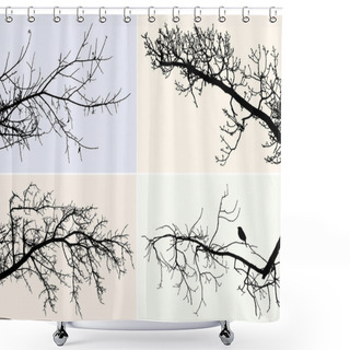 Personality  The Silhouettes Of The Different Trees Branches Shower Curtains