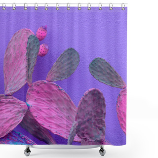 Personality  Cactus Purple Colours Art.  Cactus Lover Concept Shower Curtains