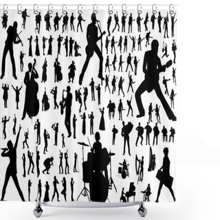 Personality  Music Vector Silhouettes Shower Curtains
