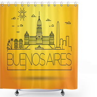 Personality  Buenos Aires Line Art Shower Curtains