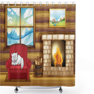 Personality  Sleepy Cat Rustic House Shower Curtains