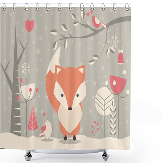 Personalise  Abstract Winter Shower Curtains