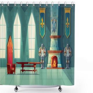 Custom  Cartoon Of Royal Castle Shower Curtains