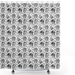 Personalise  Rider Skull Pattern Shower Curtains