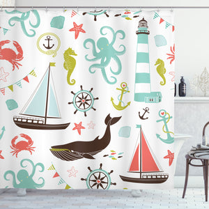 pastel marine elements shower curtain