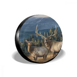 Spare Tire Cover Elk in Snow Polyester Universal Waterproof Sunscreen Wheel Covers for Jeep, Trailer, RV, SUV, Truck and Many Vehicles