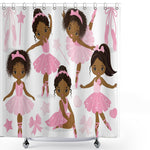 ink Ballet Shower Curtain Cute Girl Ballerina Dancer Skirt Gymnastic Kid Nursery Bathroom Child Fabric Waterproof for Bathtub