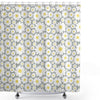 Floral Shower Curtain, Cartoon Like Flowers Daisies Spring Time Season Pollens Artwork Print, Cloth Fabric Bathroom Decor Set with Hooks